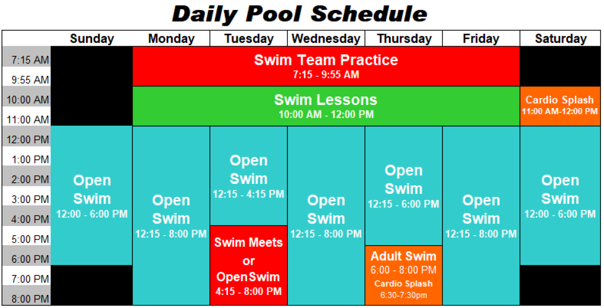 Pool Schedule 2024